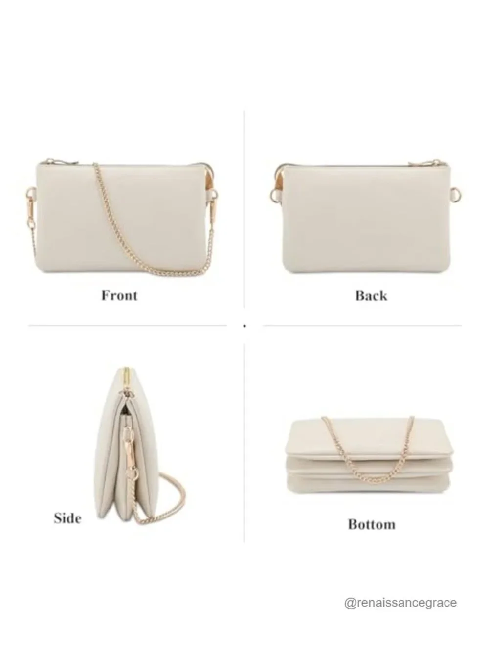 Vegan Leather Crossbody Wristlet Clutch Bag with Strap, Compact Evening Handbag